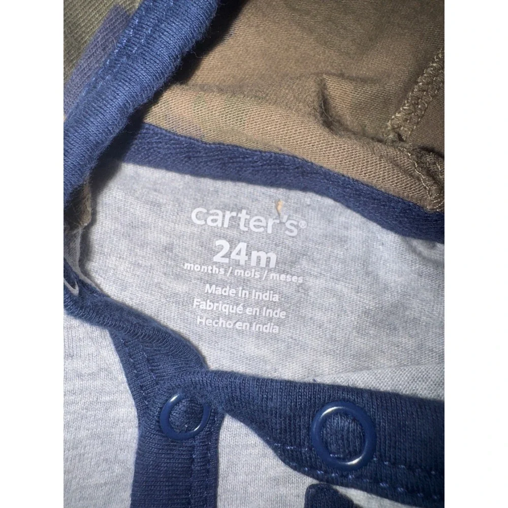 Carters Camouflage Raglan Hooded Bodysuit Onesie 24‎ Months